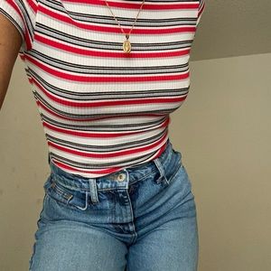 Striped Mockneck Bodysuit♥️🖤